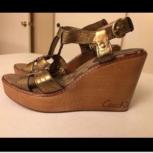 NEW Coach Leather Platform Wedge
